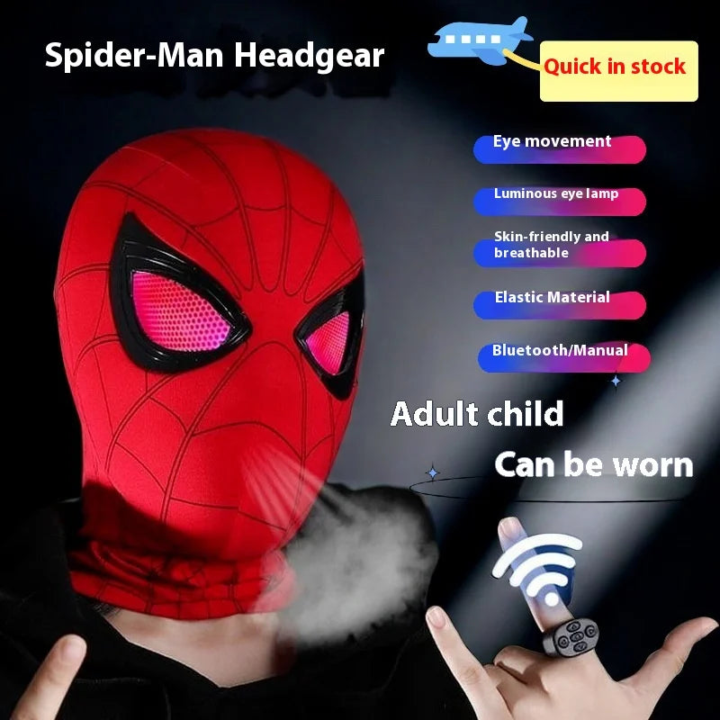 Halloween Spider Man Headset Eye Movement Touch Luminous Mask Funny Cool Role Playing Ring Remote Control Electric Blink Mask