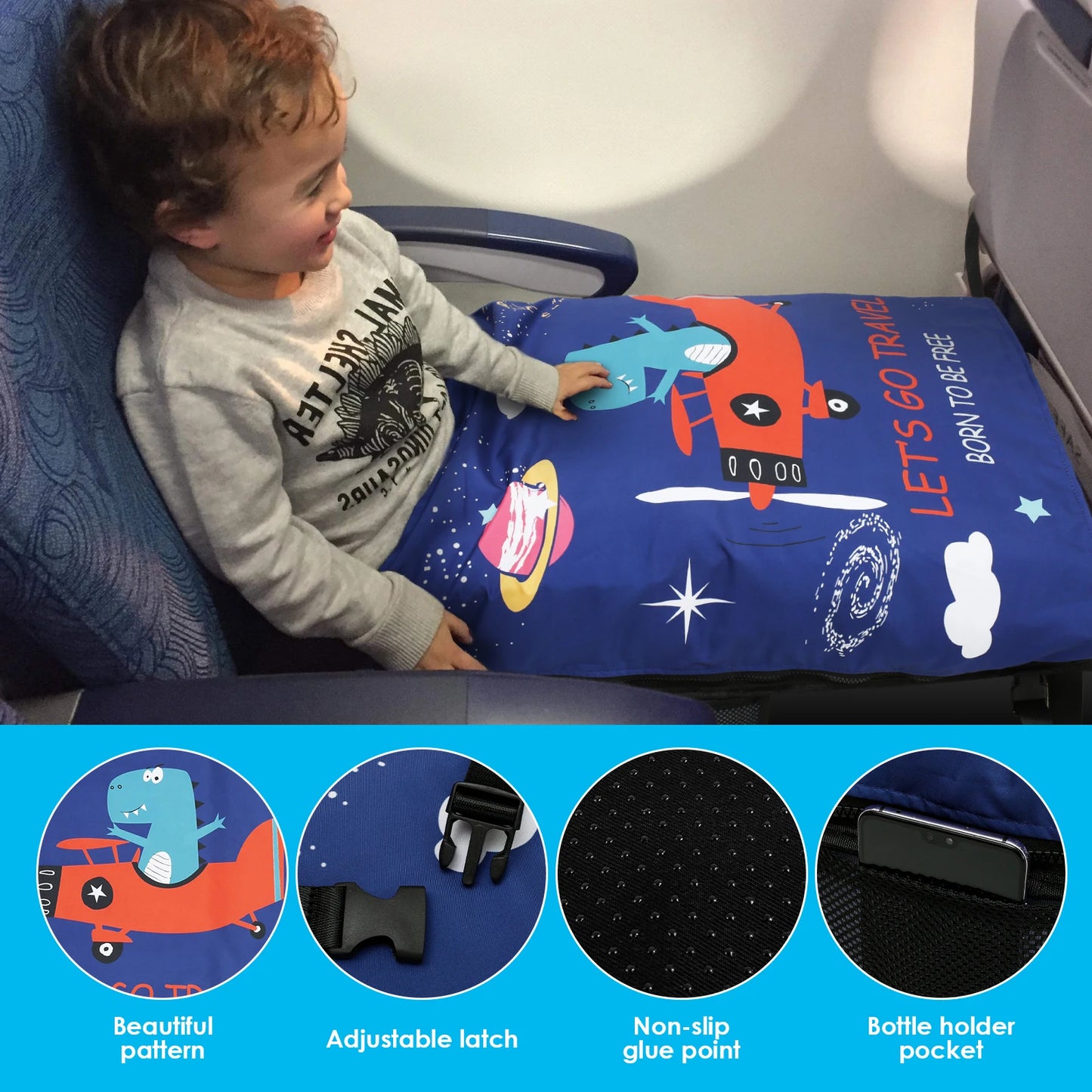 Kids Travel Airplane Bed Baby Pedals Bed Portable Travel Foot Rest Hammock Kids Bed Airplane Seat Extender Leg Rest For Kids