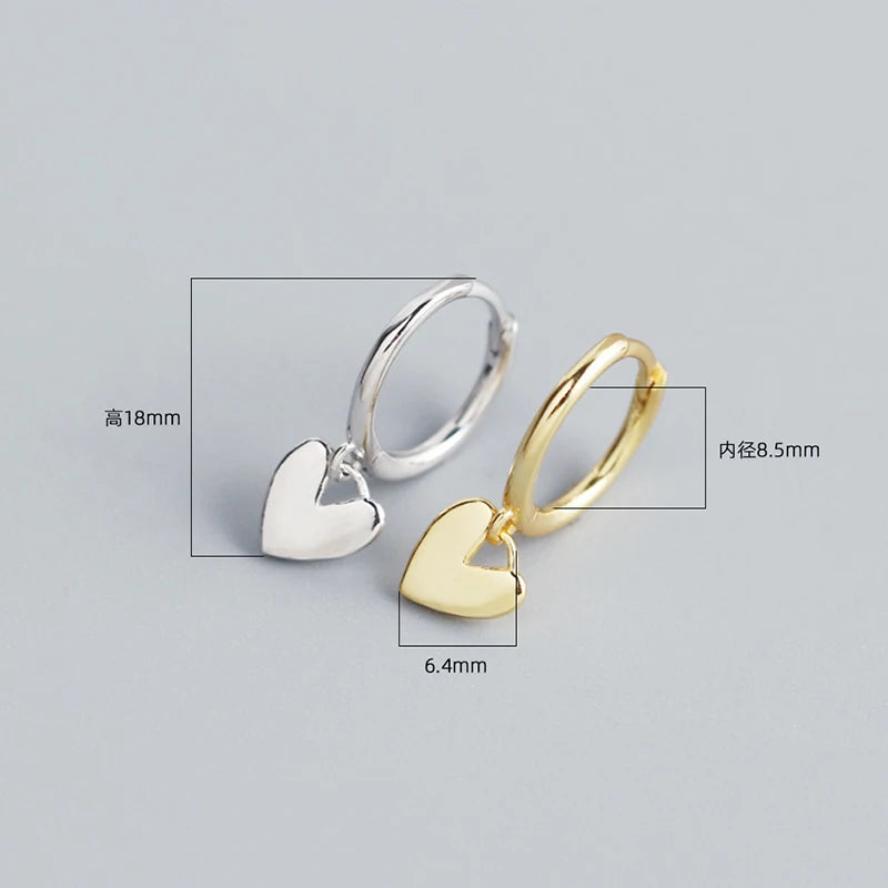 WOOZU 925 Sterling Silver INS Minimalism Sweet Love Heart CZ Zircon Hoop Earrings For Women Girl Small Ear Buckle Jewelry Gift