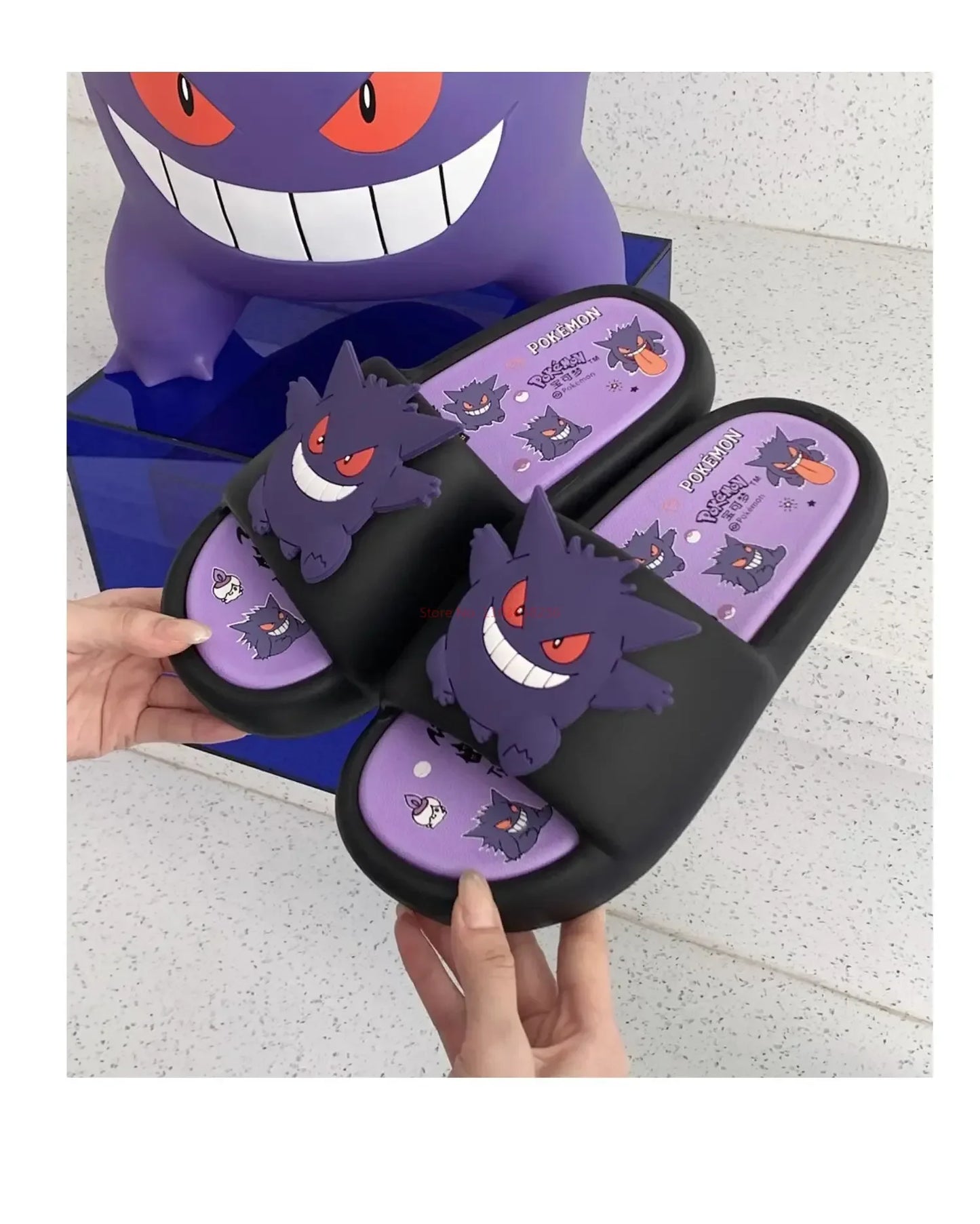 Pokemon Gengar Anime Peripheral Slippers For Men And Women Trendy And Cool Internet Infrared Anti Slip Eva Couple Slipper Gift