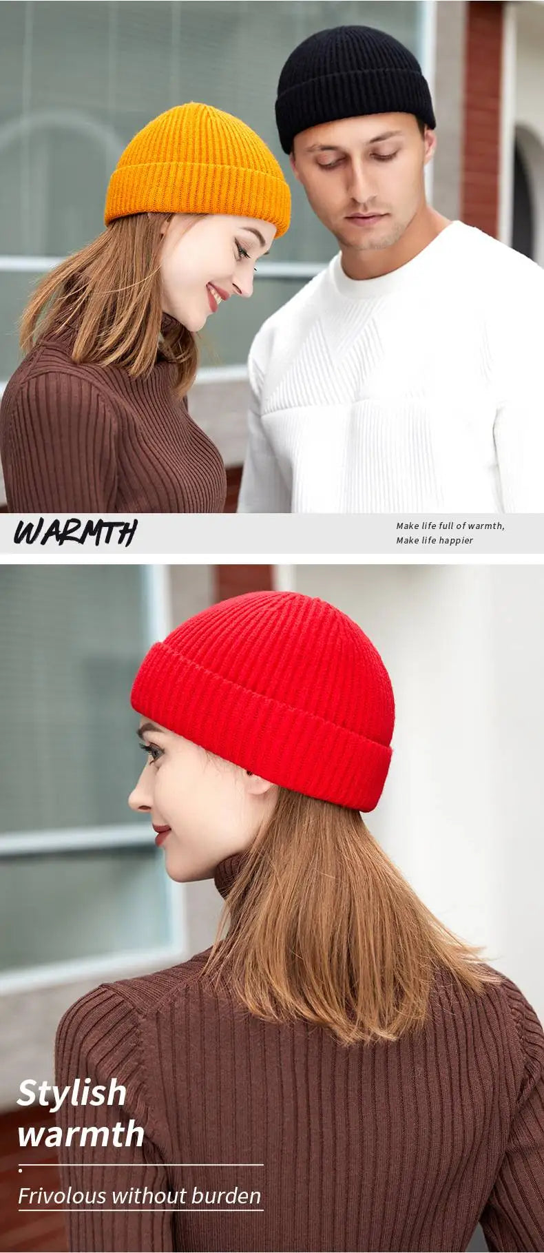 Knitted Hat for Men & Women Caps Wool Fashion Simple Warm Skullies Beanies Solid Autumn Winter Beanie Cap Trendy Style