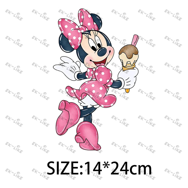 Bowknot Minnie Food Cake Pizza  Iron On Transfer Patches for Clothing DIY T-shirt Applique Decor Stickers on Fabric