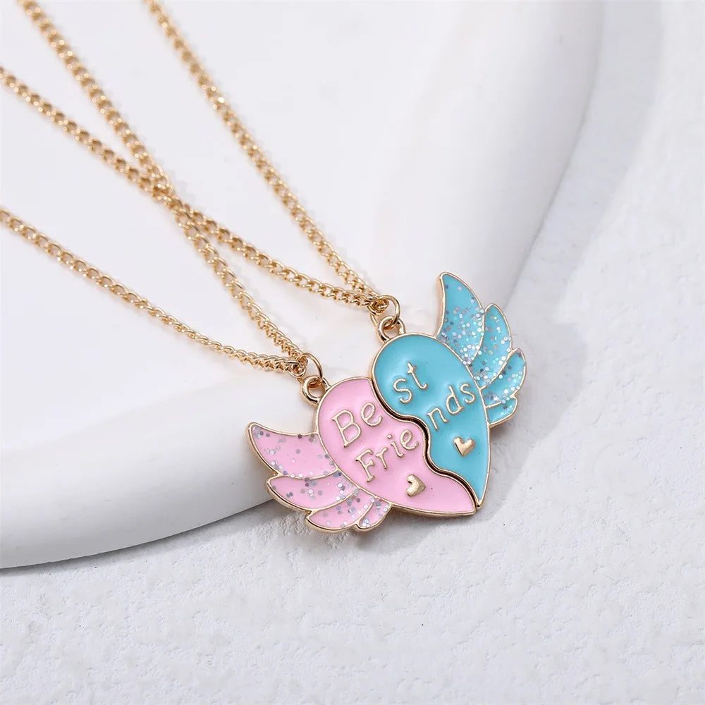 Fashion Best Friends Honey Love Couple Pendant Necklace 2 Pcs/ Set Chain Choke Broken Heart BFF Good Friendship Jewelry Gift