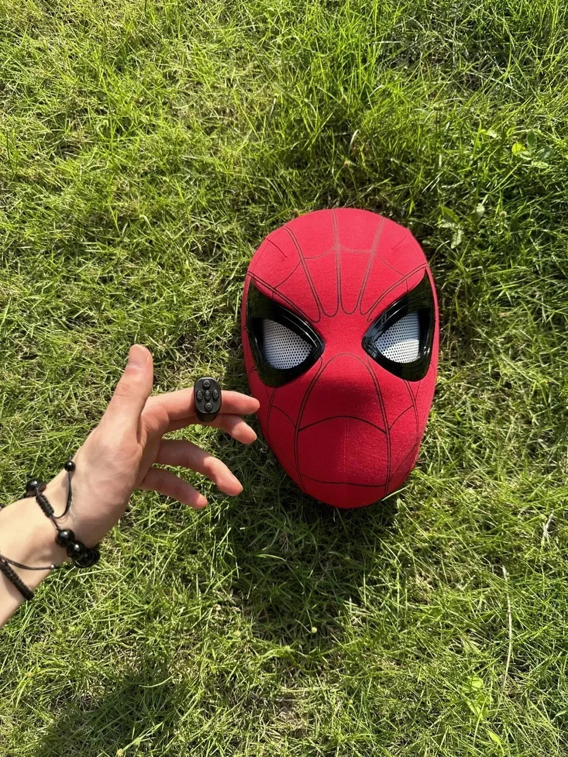 Mascara Spiderman Headgear Mask Cosplay Moving Eyes Electronic Mask Spider Man 1:1 Remote Control Elastic Toys Adults Kids Gift