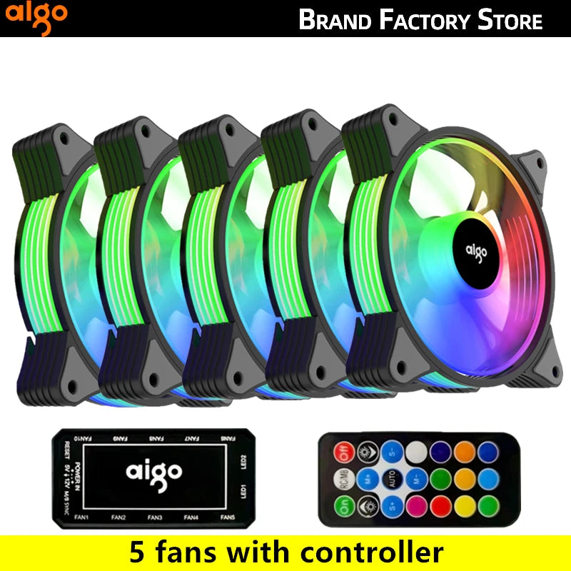 Aigo AR12 120mm pc computer Case Fan RGB Heatsink aura sync sata port 12cm Cooler argb Silent controller fan cooling ventilador