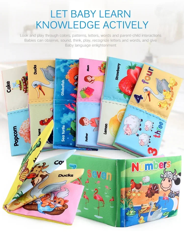 Baby Cloth Books Enlightenment Early Educational Toys Kids Fruits Animal Numbers Food Cognitive Book for Toddlers 12-72 Month