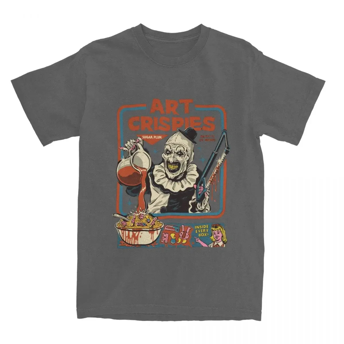 Art Crispies Terrifier Clown Shirt Apparel Men Women's Pure Cotton Fashion Retro Horror Tee Shirt Clothes Graphic Printing