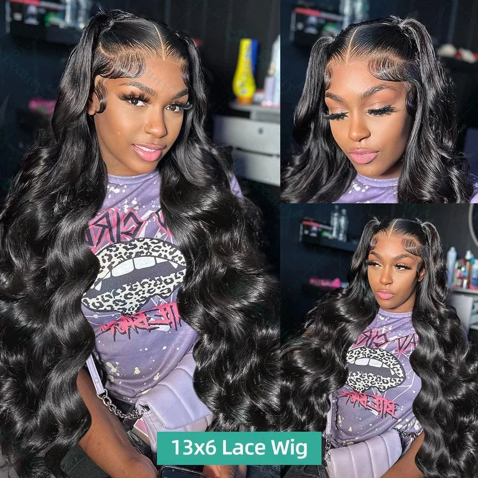 13x6 Body Wave Lace Front Wigs Human Hair 200% Density 13x4 Loose Wave Frontal Wig Pre Plucked HD Transparent Human Hair Remy