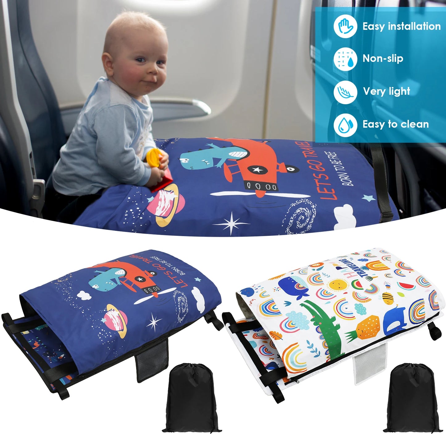 Kids Travel Airplane Bed Baby Pedals Bed Portable Travel Foot Rest Hammock Kids Bed Airplane Seat Extender Leg Rest For Kids