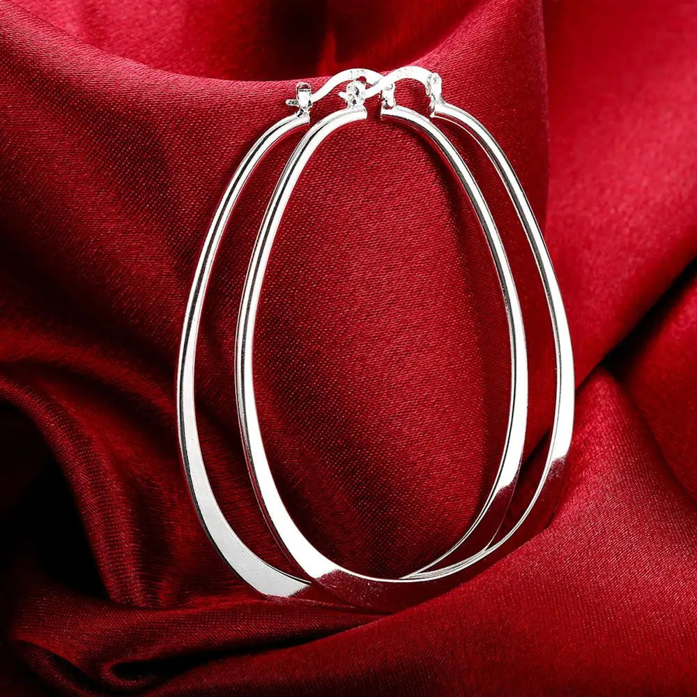 Top Quality 925 Sterling Silver Earrings Simple Round Circle Hoop Earrings For Woman Fashion Wedding Engagement Charm Jewelry