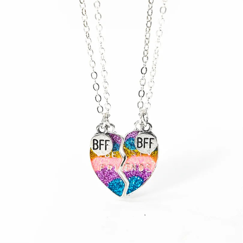 Fashion Best Friends Honey Love Couple Pendant Necklace 2 Pcs/ Set Chain Choke Broken Heart BFF Good Friendship Jewelry Gift