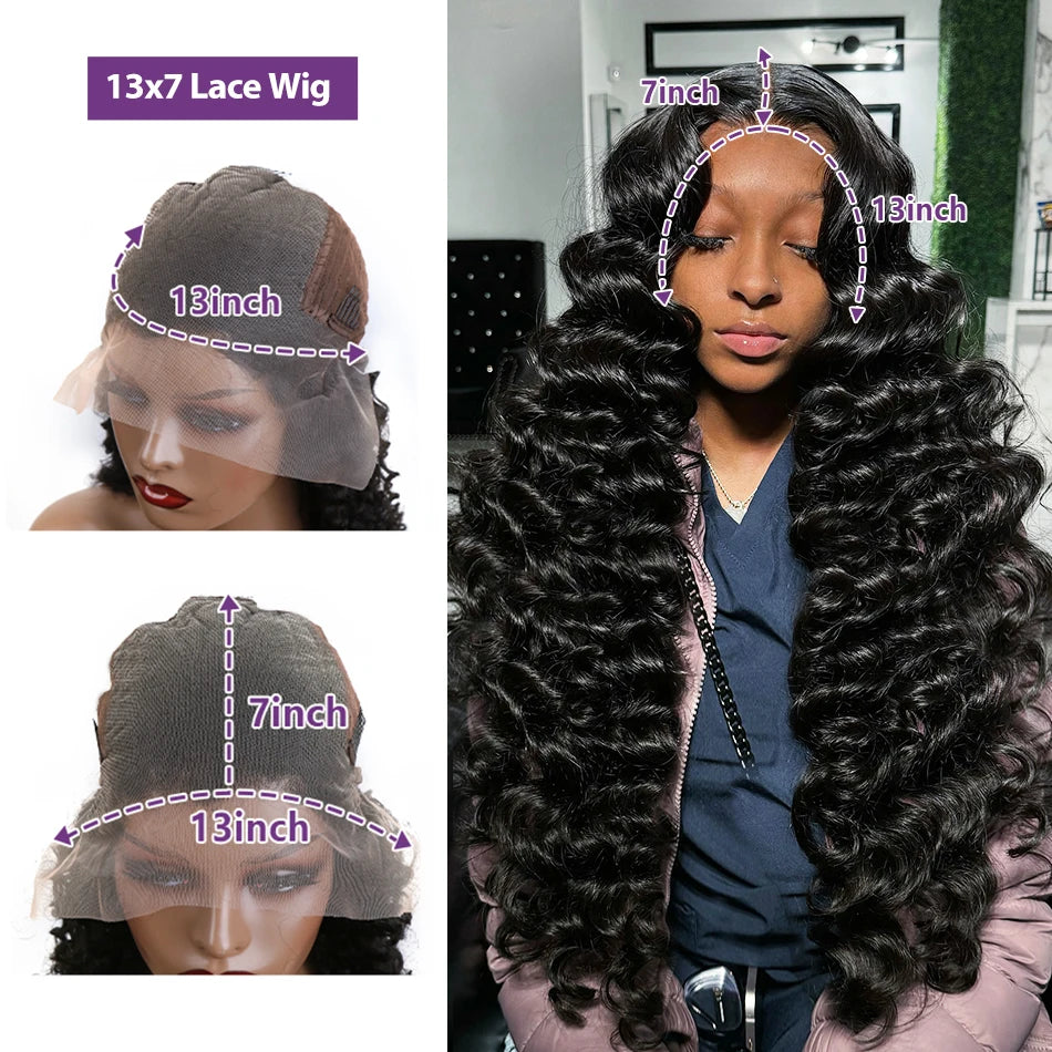 250 Density Loose Wave 13x6 HD Lace Front Wigs Human Hair Brazilian 30 40 Inch 13x4 Deep Curly Wave Lace Frontal Wig For Women