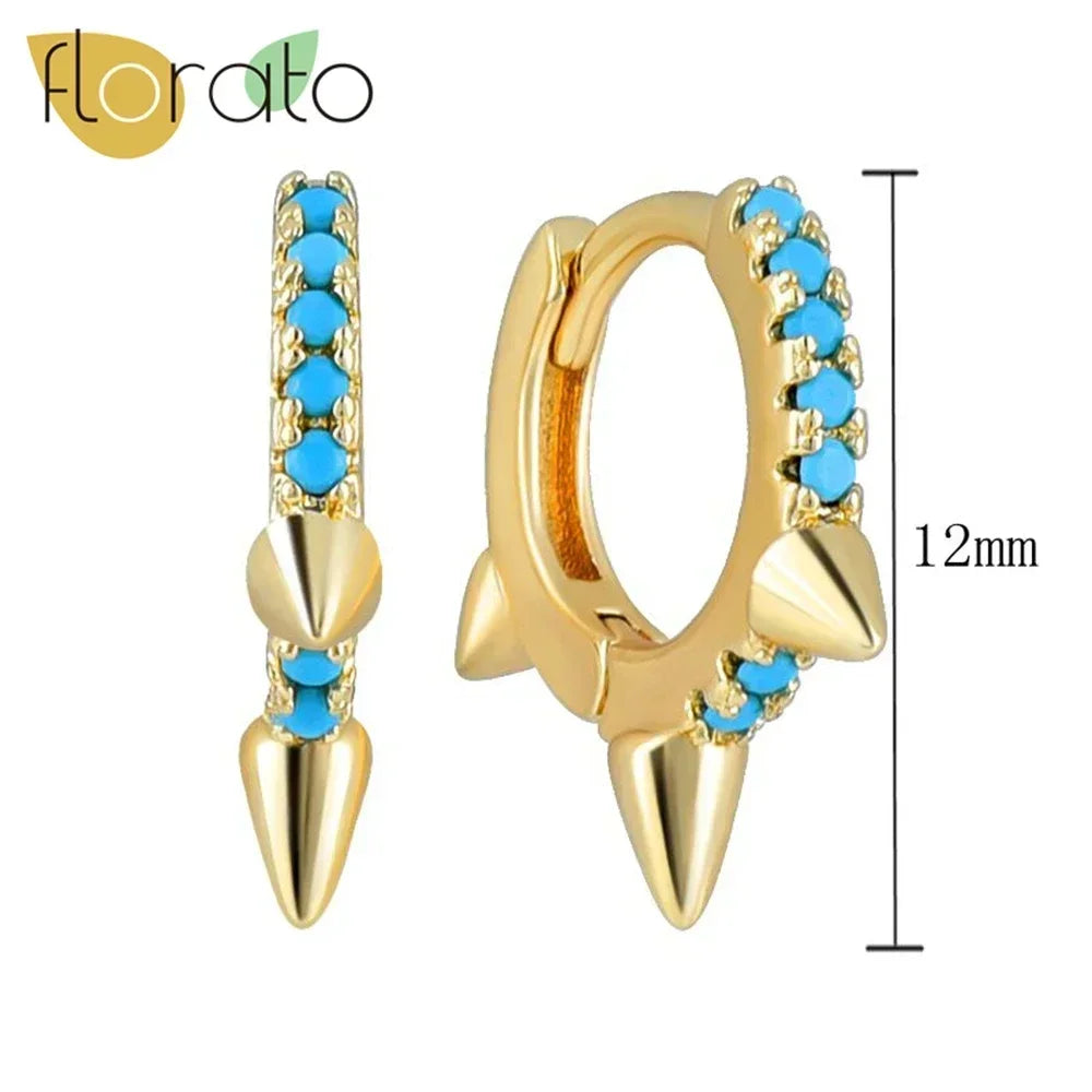 YUXINTOME 925 Sterling Silver Ear Needle Rivet Cone Buckle Piercing Huggie Hoop Earrings for Women Jewelry Accessories Earrings