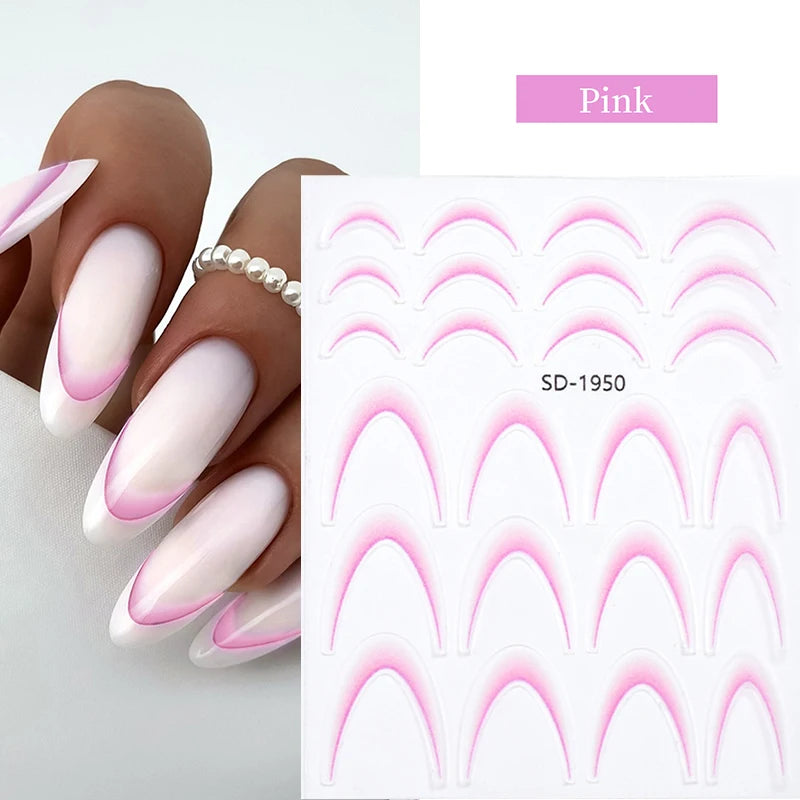 White Black French Line Nail Stickers Stripe 3D Gradient Lines Sliders DIY Stickers for Nails Nail Accessories Manicure Decor