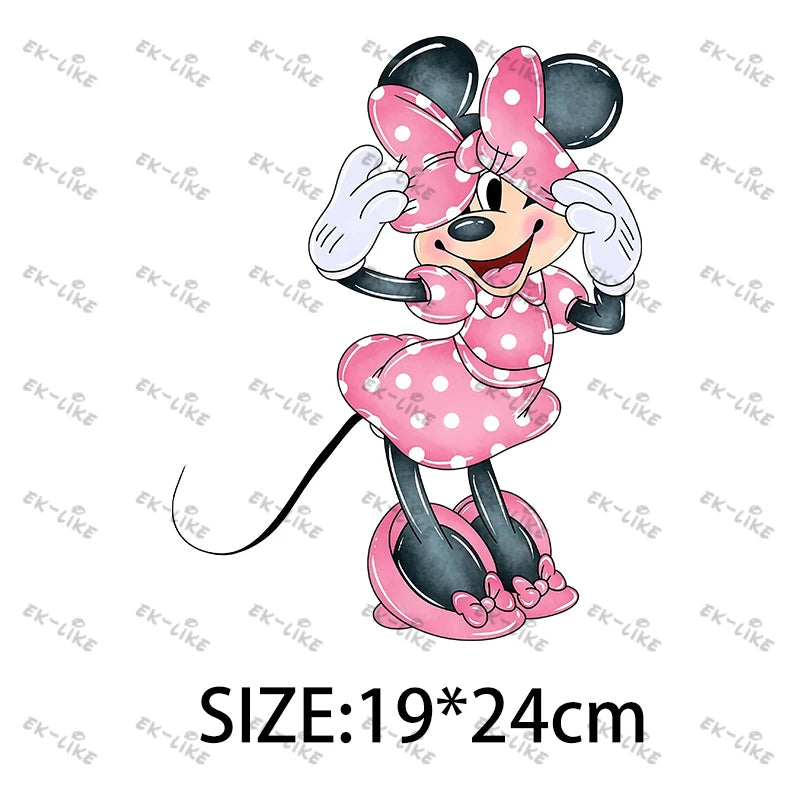 Bowknot Minnie Food Cake Pizza  Iron On Transfer Patches for Clothing DIY T-shirt Applique Decor Stickers on Fabric