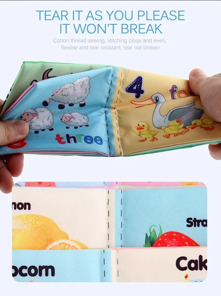 Baby Cloth Books Enlightenment Early Educational Toys Kids Fruits Animal Numbers Food Cognitive Book for Toddlers 12-72 Month