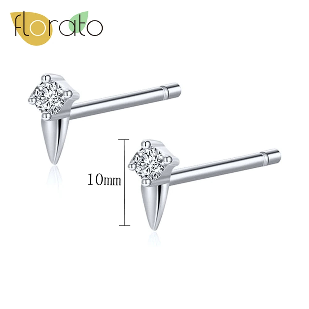 YUXINTOME 925 Sterling Silver Ear Needle Rivet Cone Buckle Piercing Huggie Hoop Earrings for Women Jewelry Accessories Earrings