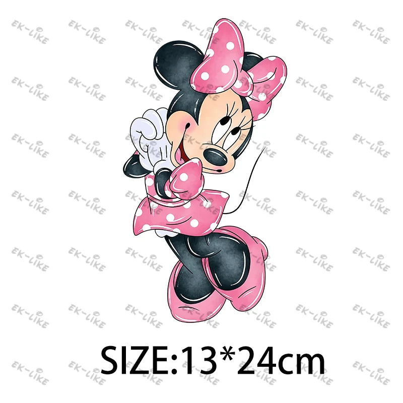 Bowknot Minnie Food Cake Pizza  Iron On Transfer Patches for Clothing DIY T-shirt Applique Decor Stickers on Fabric