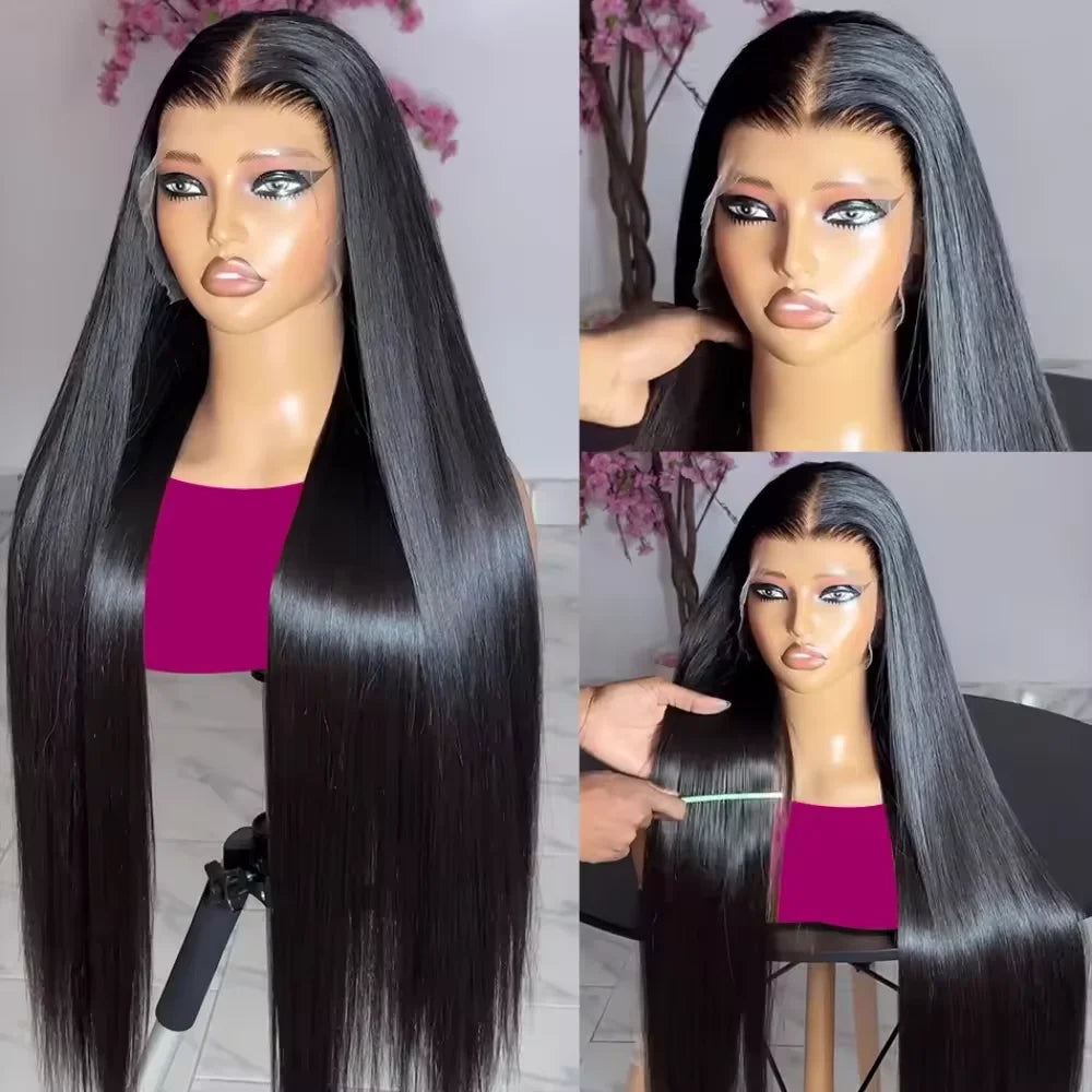 High 300 Density Straight 13x4 13x6 Hd Lace Frontal Human Hair Wig Brazilian 34 36 Inch Full Lace Front Human Hair Wigs