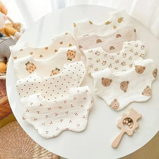 3PCS Cotton Gauze Baby Feeding Bibs Summer Soft Petal Infants Print Saliva Towel Newborn Toddler Burp Cloth Kids Bib