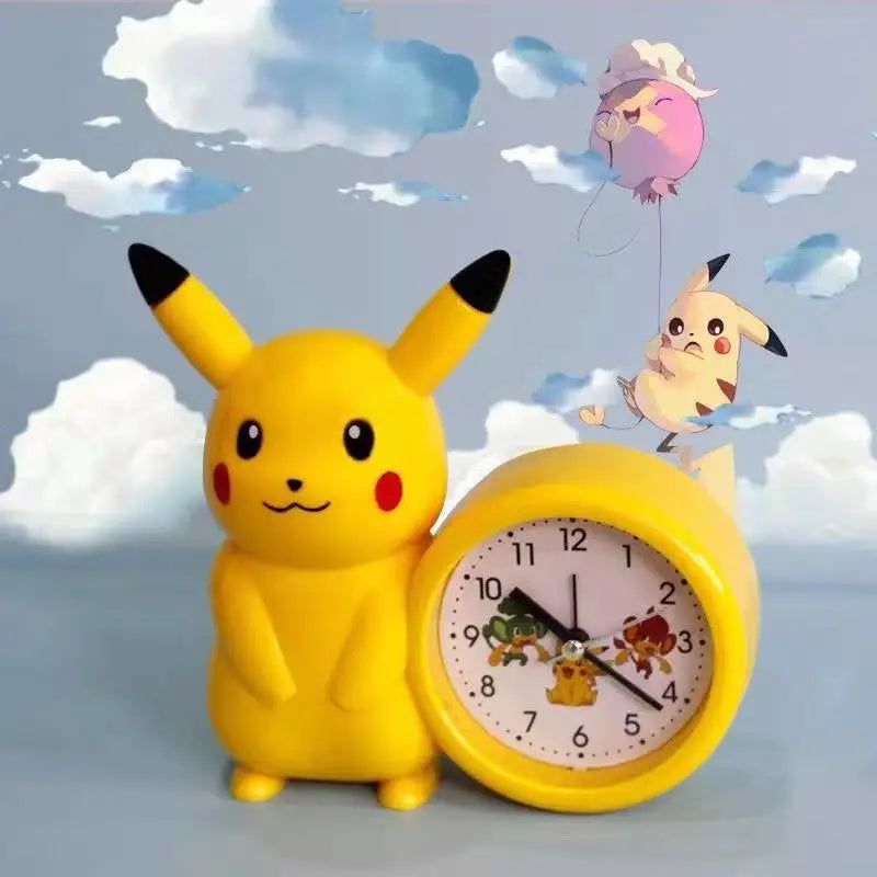 New Genuine Pokemon Anime Pikachu Catoon Kawaii Model Action Decoration Toy Children Alarm Pointer Clock Student Kids Gift