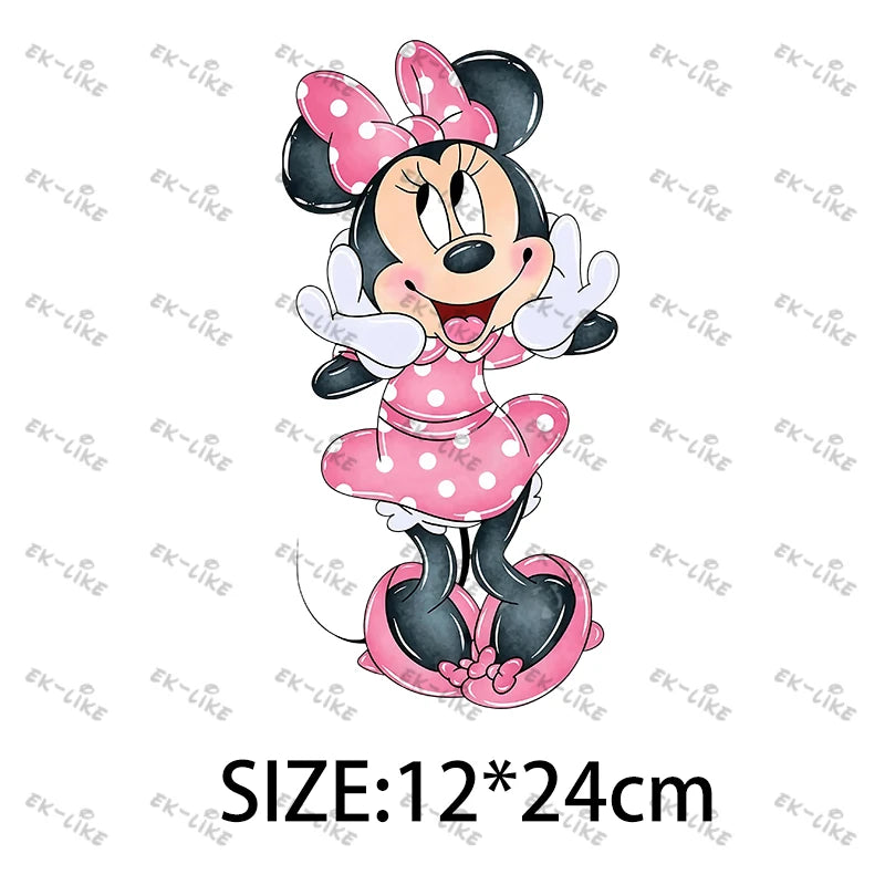 Bowknot Minnie Food Cake Pizza  Iron On Transfer Patches for Clothing DIY T-shirt Applique Decor Stickers on Fabric