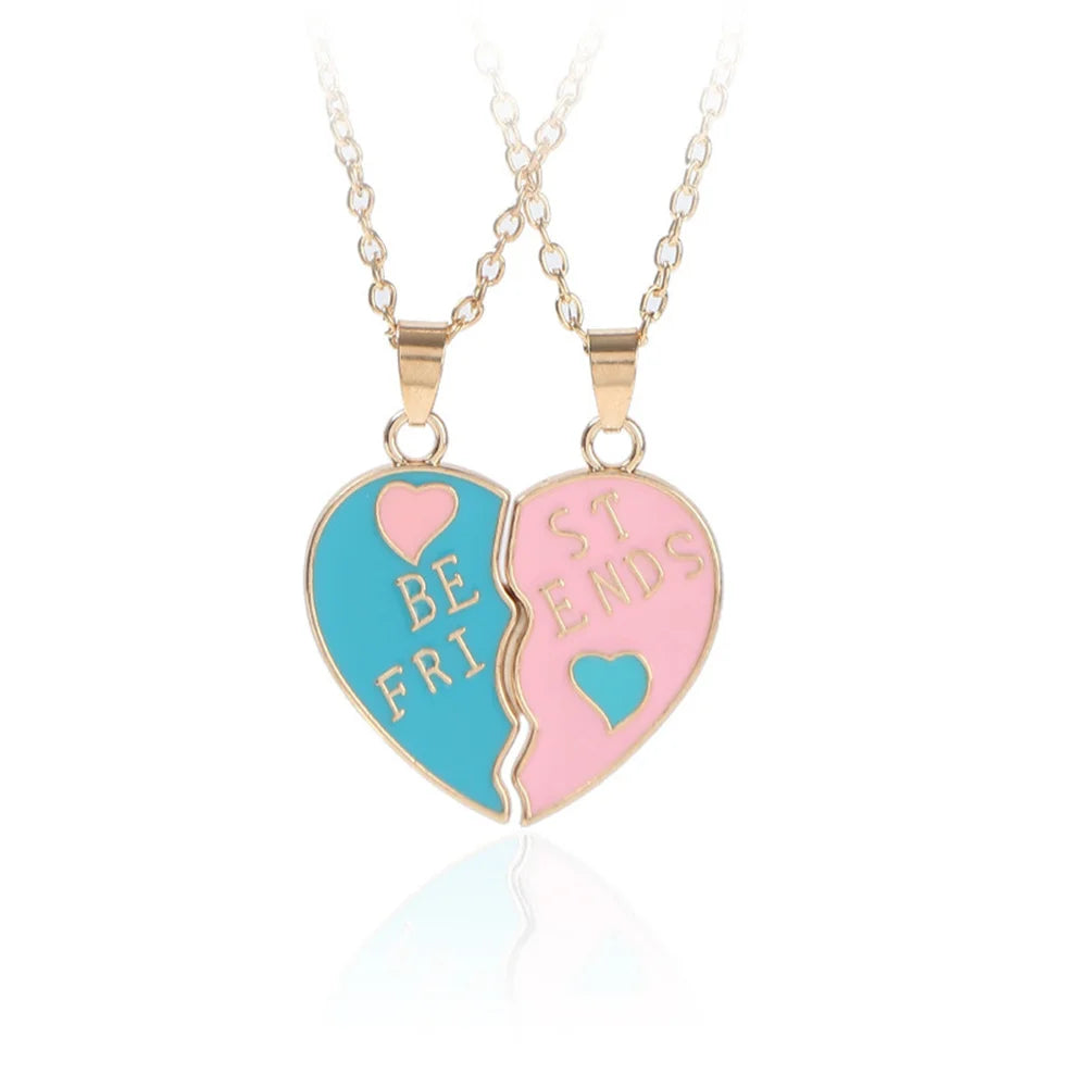 Fashion Best Friends Honey Love Couple Pendant Necklace 2 Pcs/ Set Chain Choke Broken Heart BFF Good Friendship Jewelry Gift