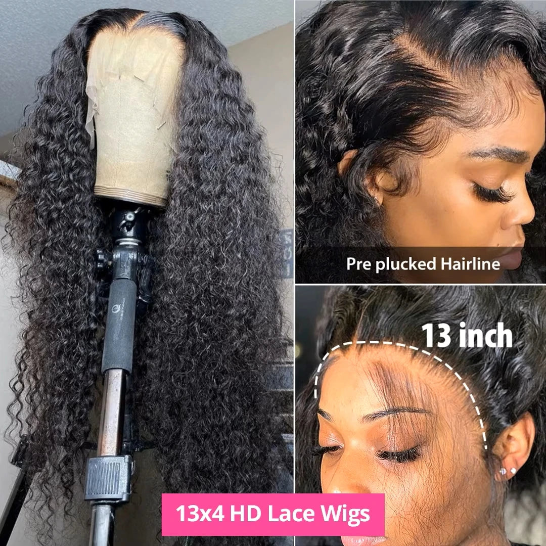 30 40 Inch Deep Wave Lace Front Wigs 13x6 Hd Lace Frontal Wig 13x4 Pre Plucked Wet And Wavy Brazilian Human Hair Wigs For Women