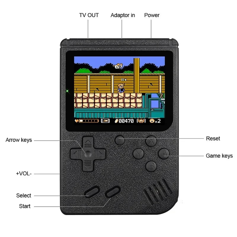 Built-in 400 FC Games with 2.4 Inch LCD Screen Video Game Player Kids Boys Gift for Retro Handheld Game Console