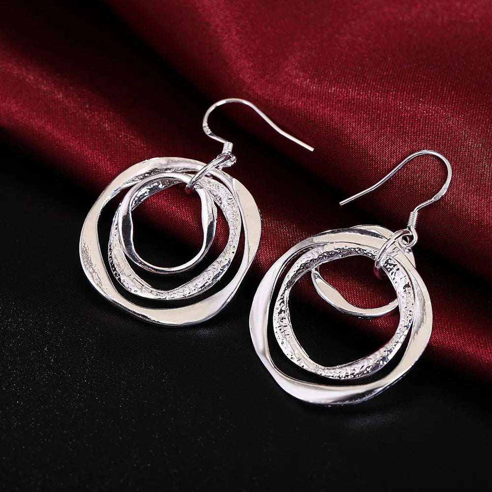 Top Quality 925 Sterling Silver Earrings Simple Round Circle Hoop Earrings For Woman Fashion Wedding Engagement Charm Jewelry