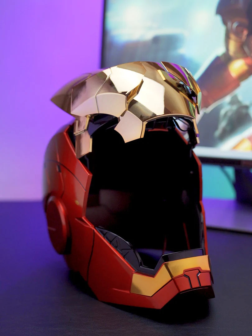 New AutoKing 1:1 Mk5 Iron Man Helmet Cosplay Voice Control Eyes with Light Model Toys for Adult Electric Wearable Christmas Gift