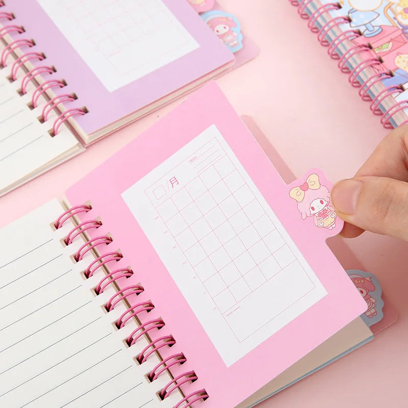 Anime Sanrio Diary Notebook My Melody Hellokitty Kuromi Cinnamoroll Cartoon Student Portable Notebook Kids Birthday Girl Gifts