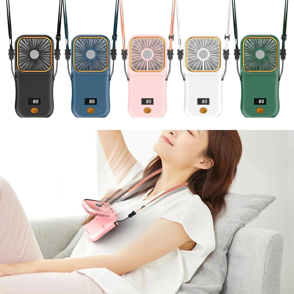 Hanging Neck Fans Mini Portable Folding USB Charging 3000mAh Power Bank Portable Handheld Desktop Multi Function Fan