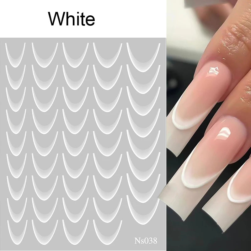 White Black French Line Nail Stickers Stripe 3D Gradient Lines Sliders DIY Stickers for Nails Nail Accessories Manicure Decor