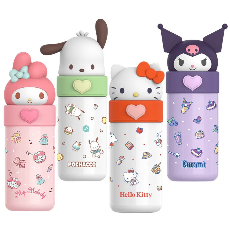 350ml Sanrio Hello Kitty Stainless Steel 316 Thermos Kawaii Kuromi Cinnamoroll Melody Kids Vacuum Flask Water Bottle Tumbler