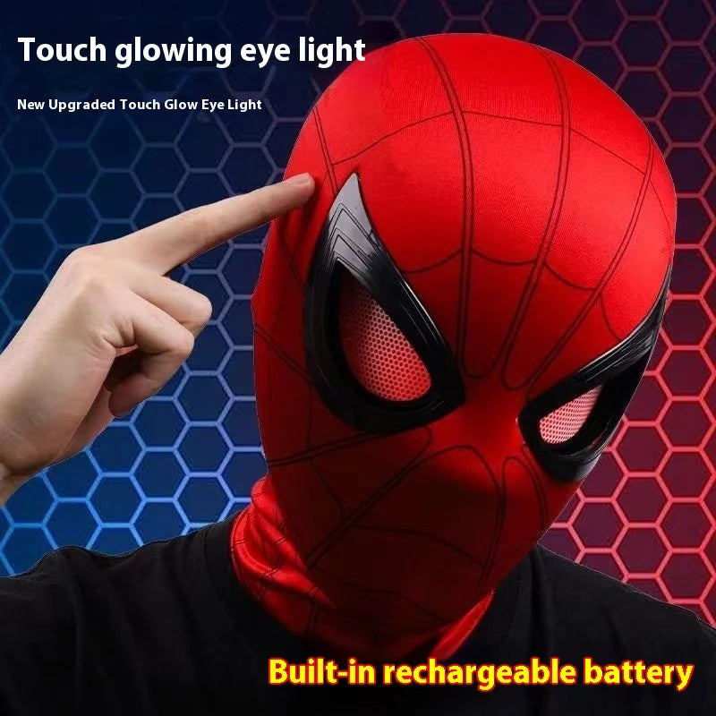 Halloween Spider Man Headset Eye Movement Touch Luminous Mask Funny Cool Role Playing Ring Remote Control Electric Blink Mask