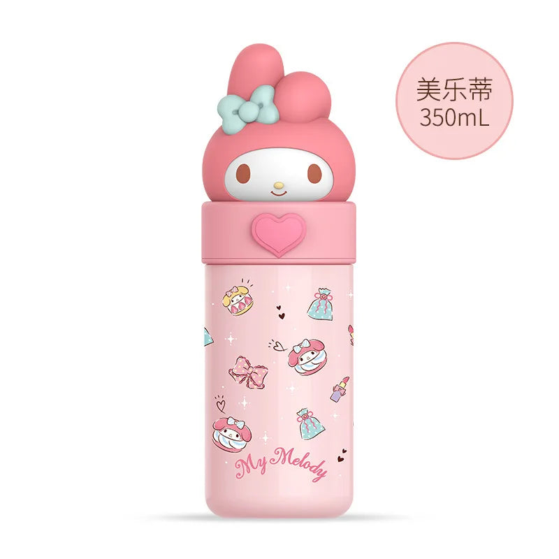 350ml Sanrio Hello Kitty Stainless Steel 316 Thermos Kawaii Kuromi Cinnamoroll Melody Kids Vacuum Flask Water Bottle Tumbler