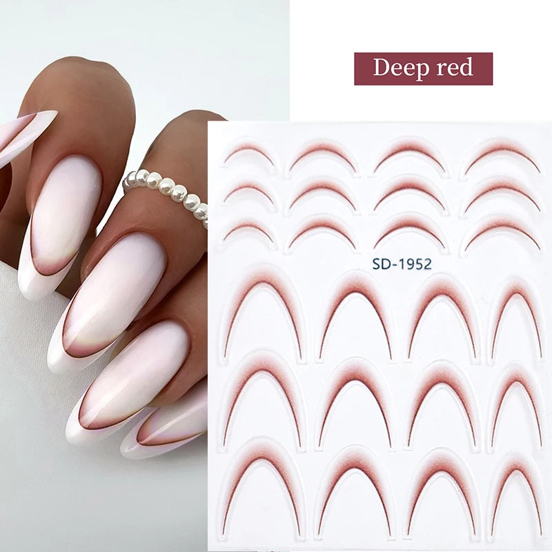 White Black French Line Nail Stickers Stripe 3D Gradient Lines Sliders DIY Stickers for Nails Nail Accessories Manicure Decor