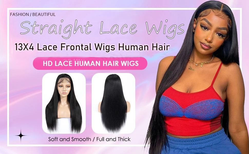 High 300 Density Straight 13x4 13x6 Hd Lace Frontal Human Hair Wig Brazilian 34 36 Inch Full Lace Front Human Hair Wigs