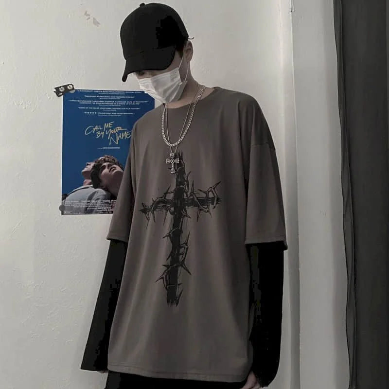 Men T Shirts autumn men Clothes anime casual Long Sleeved Oversized Y2K T-Shirt Harajuku Streetwear Academia Hip Hop tee tops