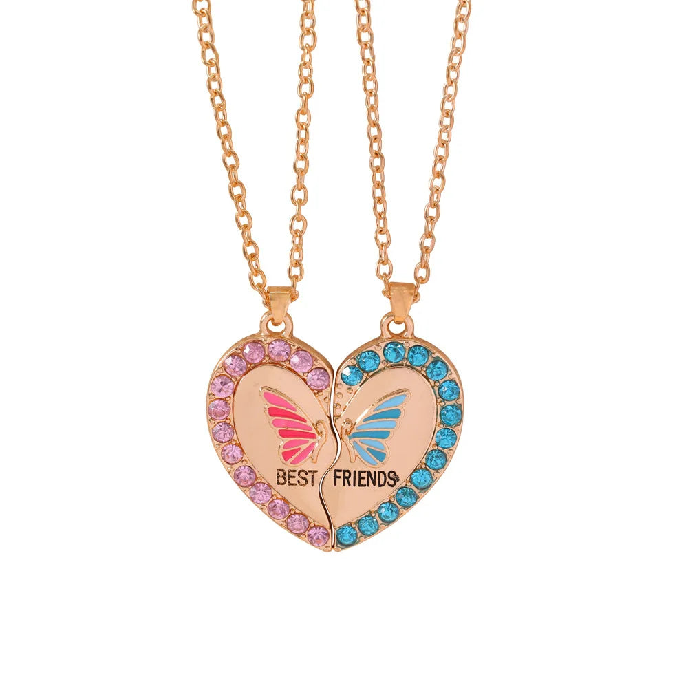 Fashion Best Friends Honey Love Couple Pendant Necklace 2 Pcs/ Set Chain Choke Broken Heart BFF Good Friendship Jewelry Gift