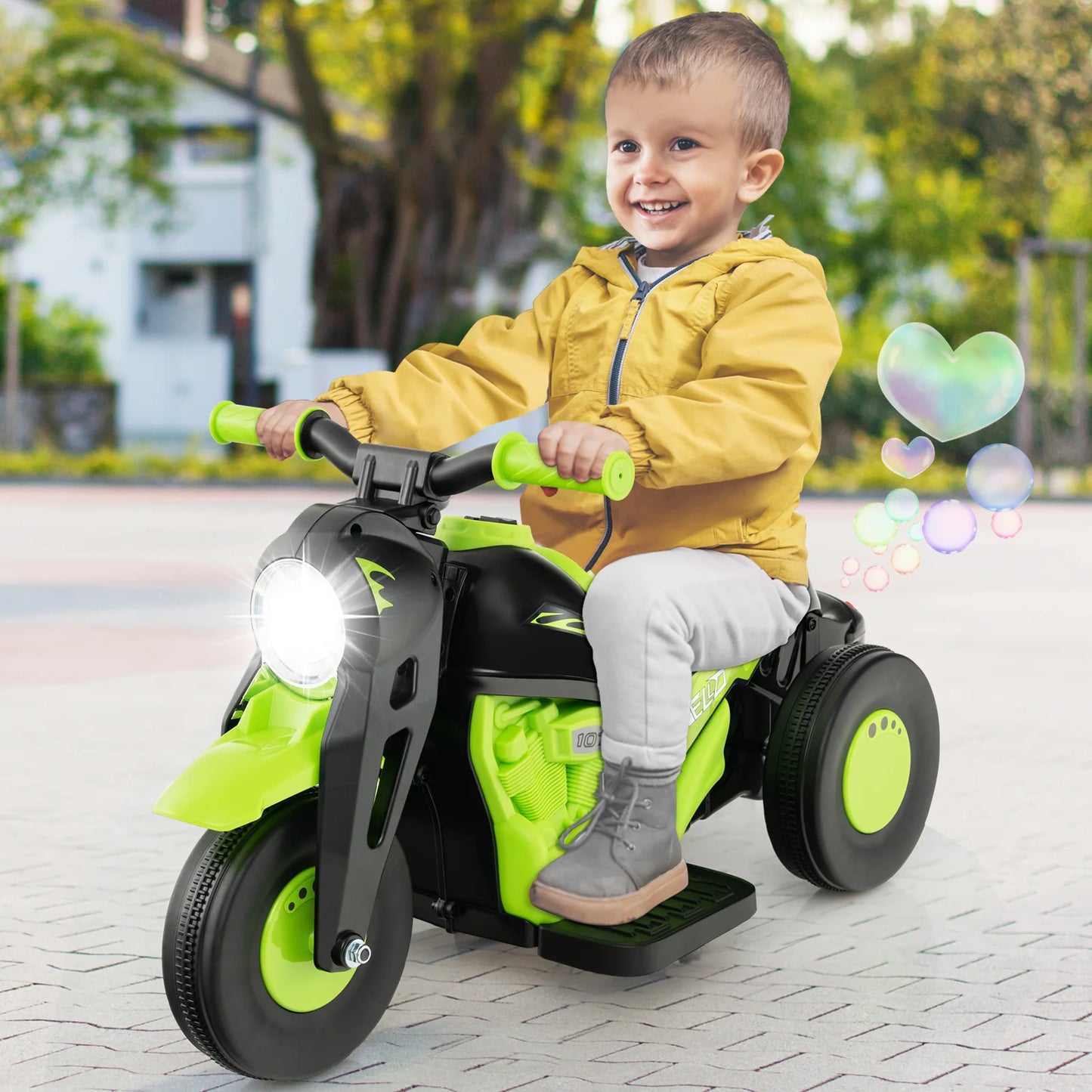 6V Kids Bubble Car Electric Ride on Motorcycle w/ Music Button & LED Headlight