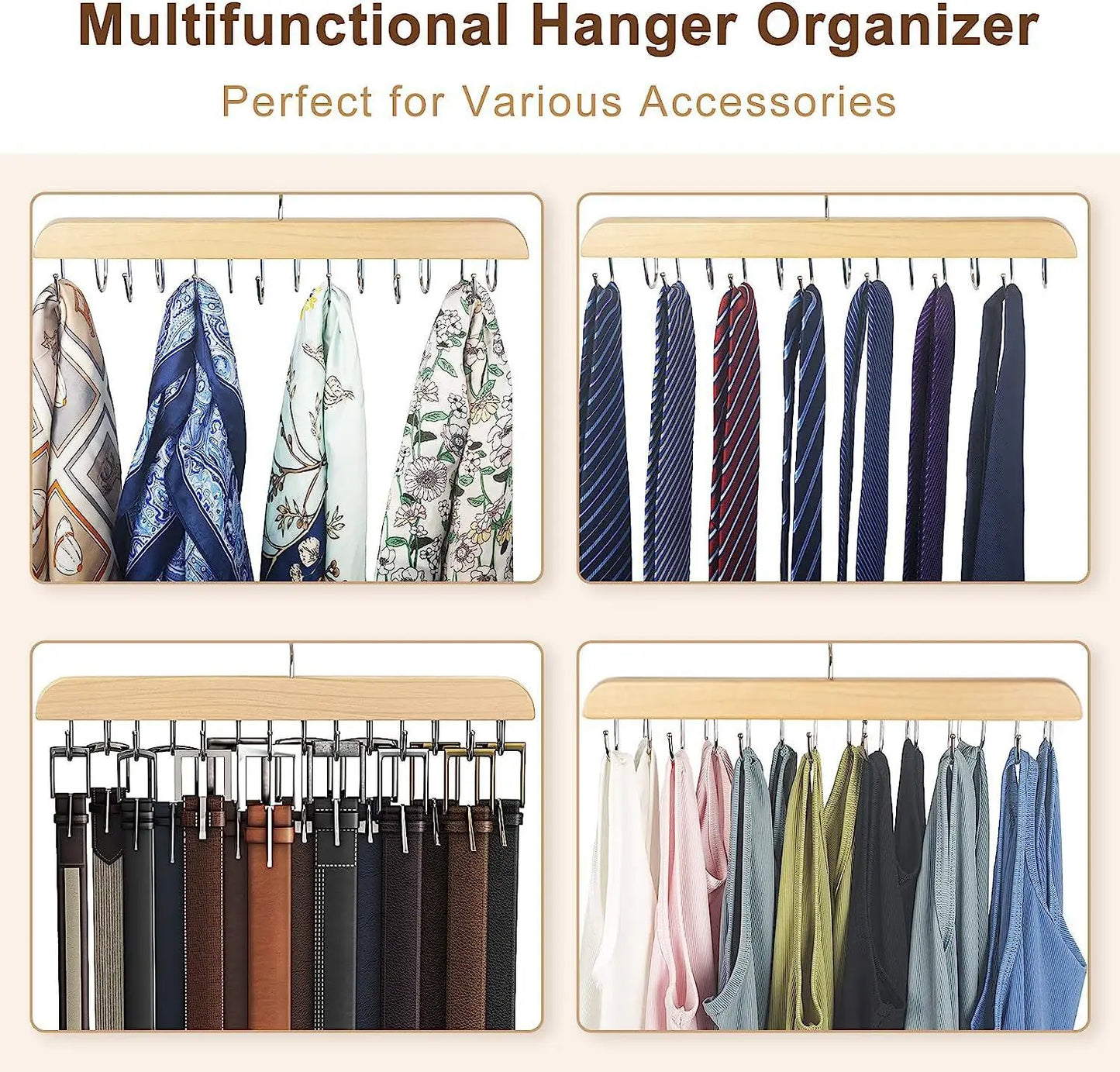 Wooden Belt Rack Women Storage Hangers for Clothes Case Home Wardrobe Accessories Supplly Scarf Organizer Men Tie Belt Hangers