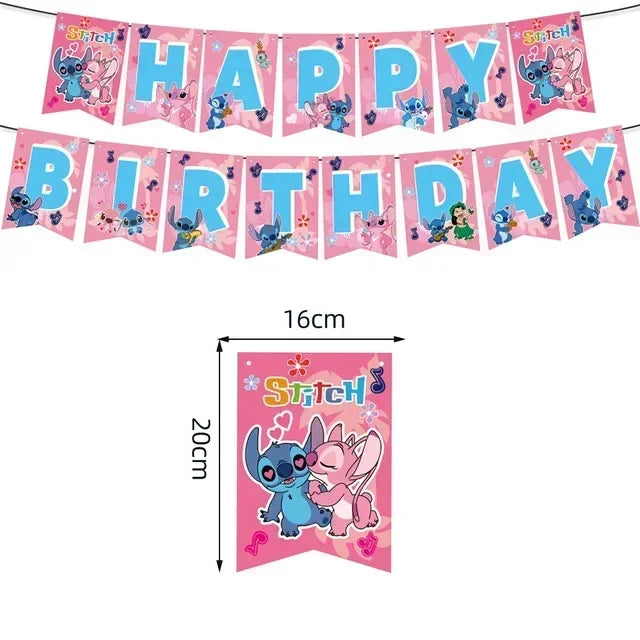 New Lilo & Stitch Birthday Party Decorations Stitch Foil Balloons Disposable Tableware Backdrop Plate Napkin Kids Party Supplies