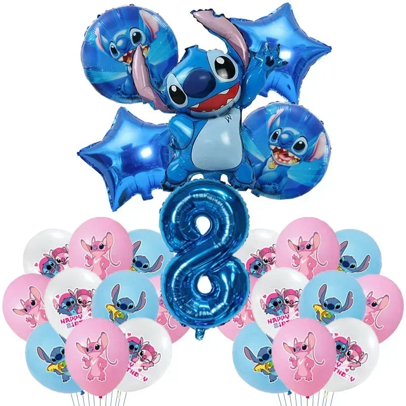 New Lilo & Stitch Birthday Party Decorations Stitch Foil Balloons Disposable Tableware Backdrop Plate Napkin Kids Party Supplies