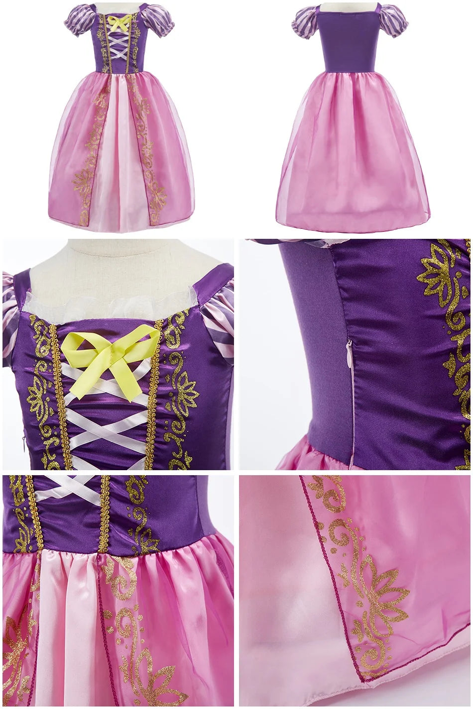 Kids Princess Costume Girls Elsa Anna Halloween Rapunzel Cosplay Dress Children Summer Party Clothes Carnival Elegant Dress 2024