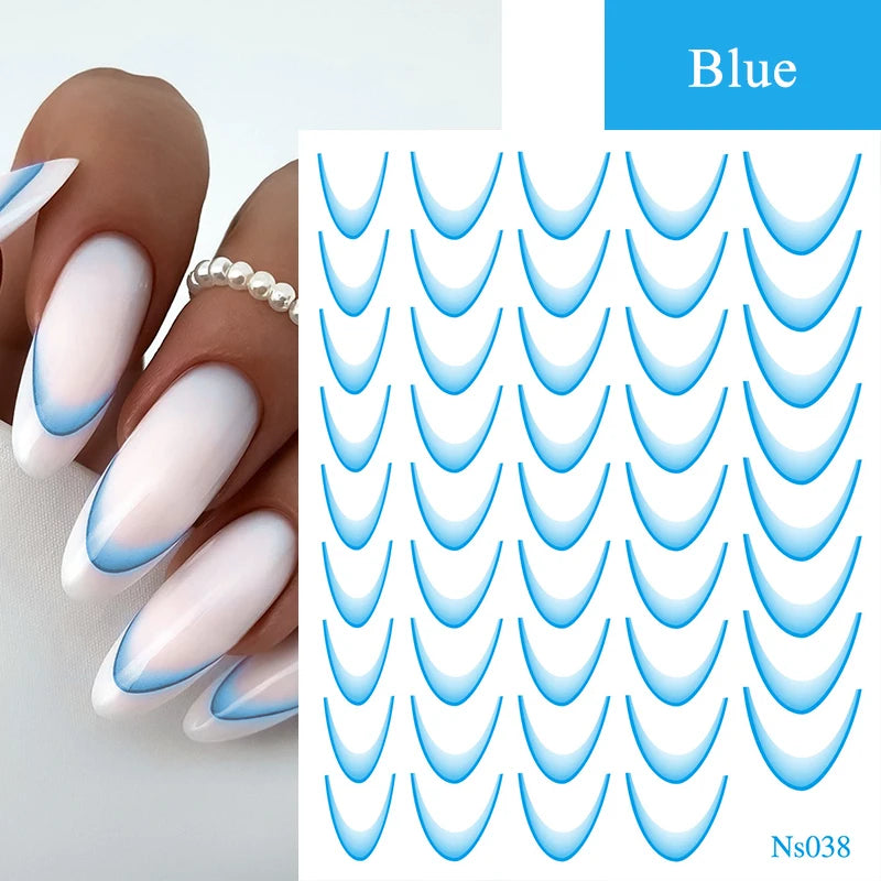 White Black French Line Nail Stickers Stripe 3D Gradient Lines Sliders DIY Stickers for Nails Nail Accessories Manicure Decor