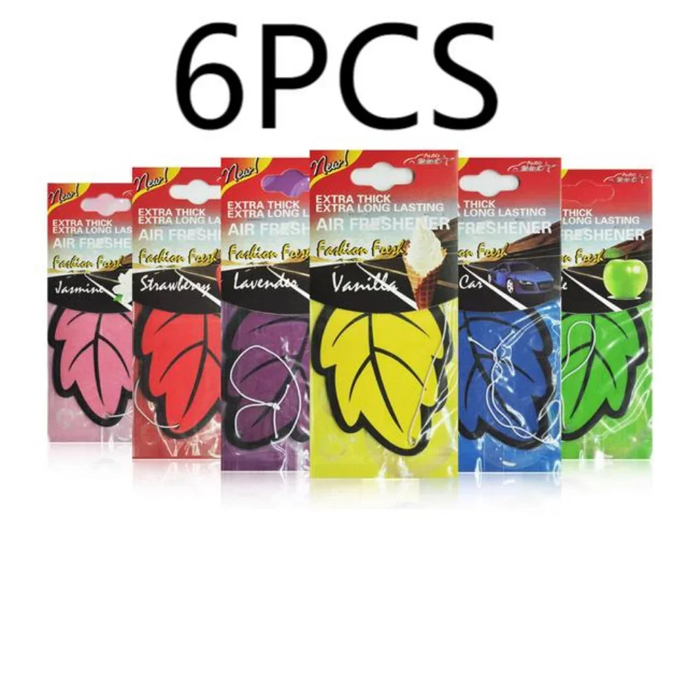 3-60pcs Car Air Freshener Natural Scented Tea Paper Auto Hanging Vanilla Perfume Fragrance Leaf Shape Car Accessories Interior