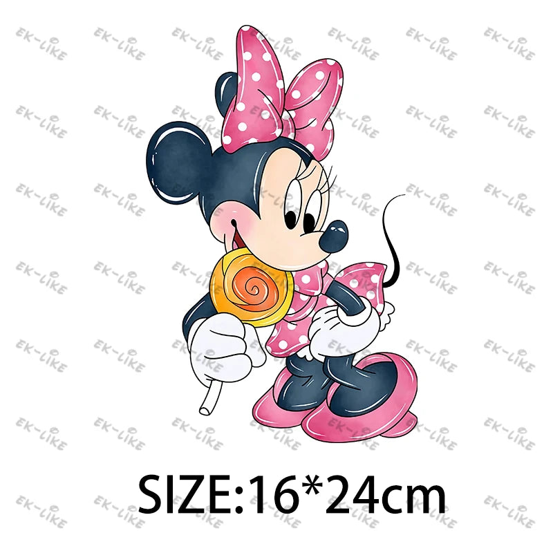 Bowknot Minnie Food Cake Pizza  Iron On Transfer Patches for Clothing DIY T-shirt Applique Decor Stickers on Fabric