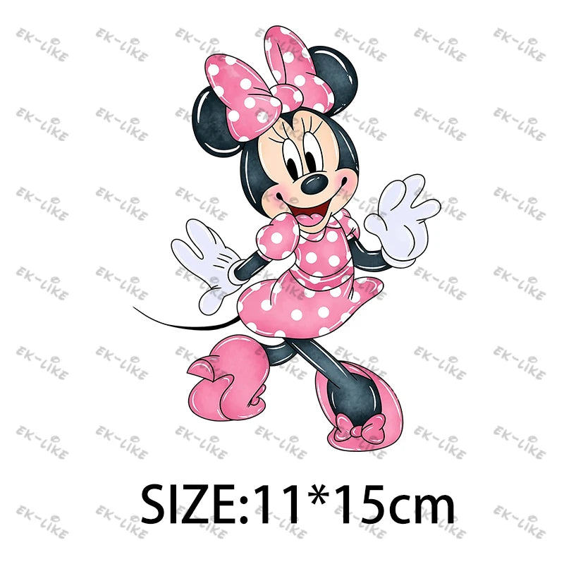 Bowknot Minnie Food Cake Pizza  Iron On Transfer Patches for Clothing DIY T-shirt Applique Decor Stickers on Fabric